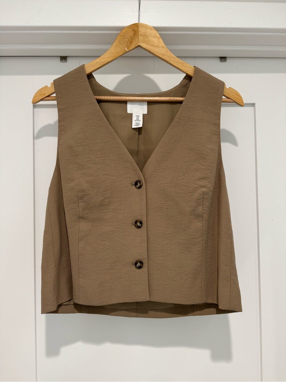 H&M Taupe Brown Button-Front Sleeveless Vest
